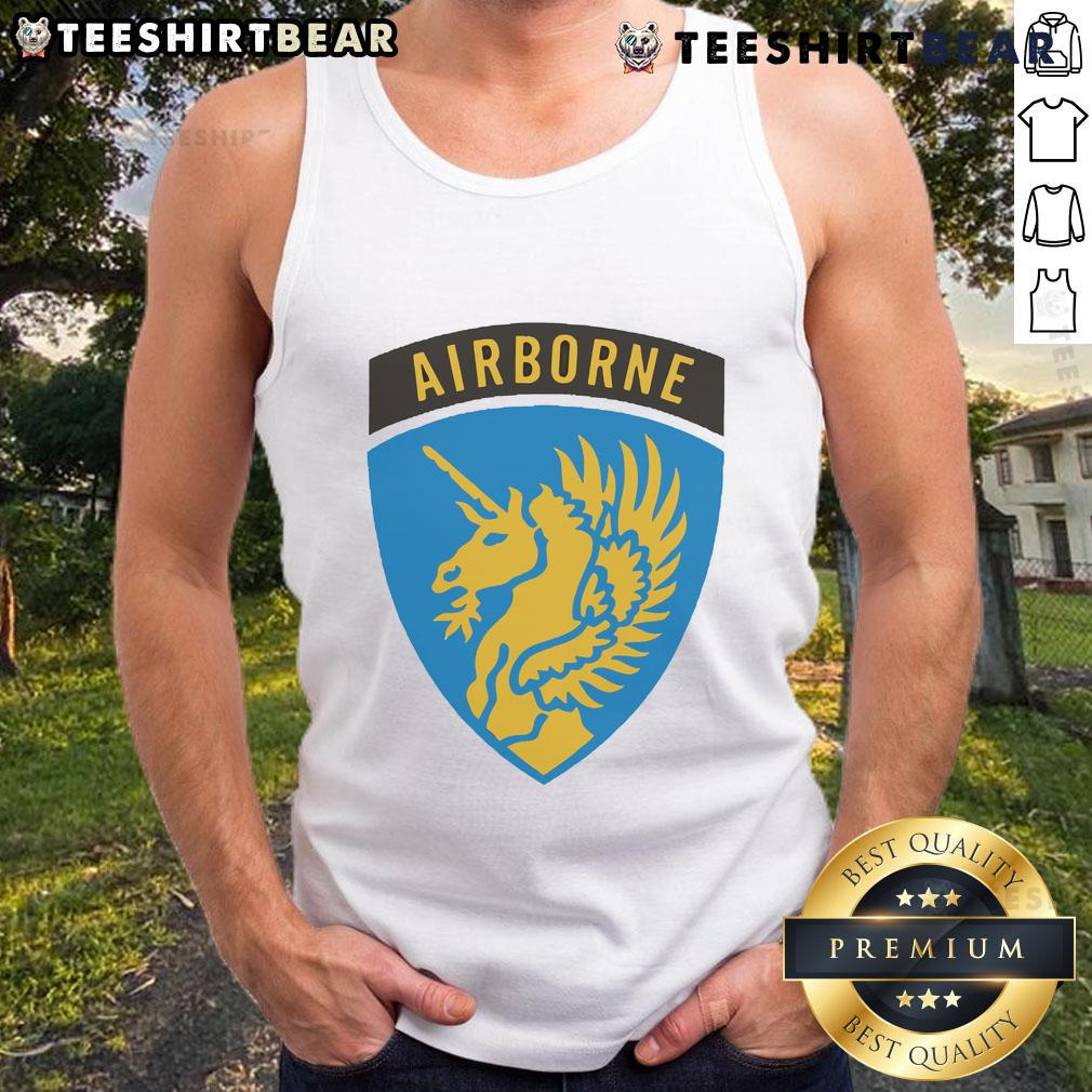 Official 1943 Wwii Us Airborne Lucky 13 Airborne Tank Top Official 1943 WWII US Airborne 'Lucky 13' tank top showcasing vintage military design and airborne insignia.