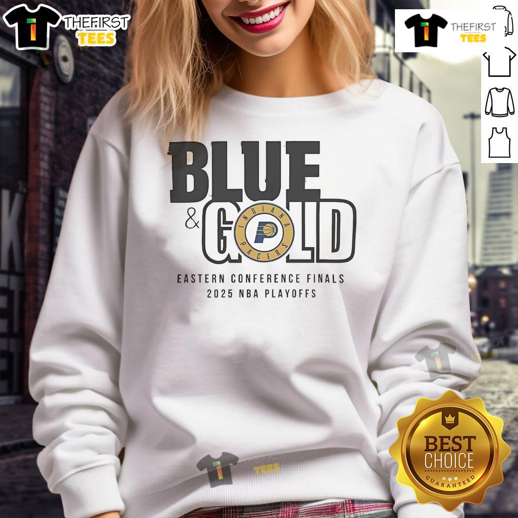 Official 2025 NBA Eastern Conference Finals Indiana Pacers Blue & Gold Sweatshirt Official 2025 NBA Eastern Conference Finals Indiana Pacers blue and gold sweatshirt for fans and collectors.