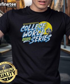 Alt Text: Official 2025 NCAA Softball Women's College World Series T-Shirt featuring vibrant graphics and team logos.