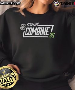 Official 2025 NHL Scouting Combine sweatshirt featuring team logos and a modern design for hockey enthusiasts.