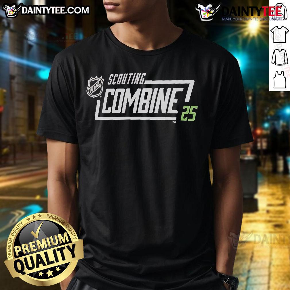 Official 2025 Nhl Scouting Combine T Shirt Official 2025 NHL Scouting Combine T-Shirt featuring logo and design, perfect for hockey fans and event attendees.