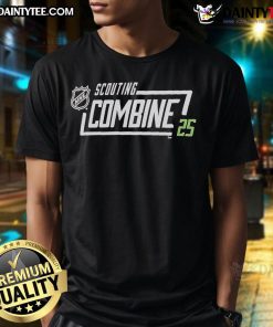 Official 2025 NHL Scouting Combine T-Shirt featuring logo and design, perfect for hockey fans and event attendees.