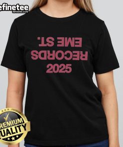 Official 2025 Records Eme St Ladies Tee featuring a stylish design perfect for casual wear and music fans.