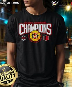 Alt Text: Official 2025 SDSU Softball Mountain West Tournament Champions T-Shirt featuring team logo and winning design.