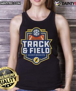 Alt Text: Official 2025 SEC Outdoor Track and Field Championships tank top featuring vibrant design and championship logo.