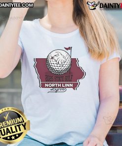 Alt Text: North Linn Lynx Ladies Tee for the Official 2025 State Golf Tournament showcasing team spirit and athleticism.