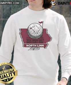 Alt Text: Official 2025 State Golf North Linn Lynx Sweatshirt featuring school logo and sporty design for fans.
