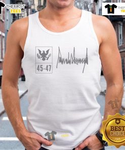 Official 45-47 Number 45 Jersey 47th Anniversary 4th July Flag Tank Top featuring patriotic design and vibrant colors.