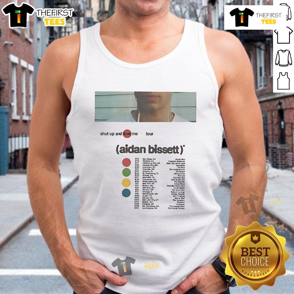 Official Aidan Bissett Shut Up And Love Me Tour 2025 Tank Top Aidan Bissett Shut Up and Love Me Tour 2025 tank top featuring vibrant graphics and artist branding.