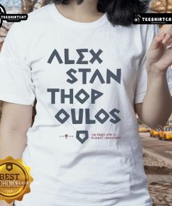 Alt Text: Official Alex Stanthopoulos, The Greek God of Baseball Operations, Ladies Tee showcasing a stylish design for fans.