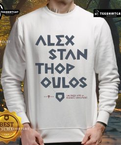 Official Alex Stanthopoulos sweatshirt, The Greek God of Baseball Operations, showcasing team pride and stylish design.
