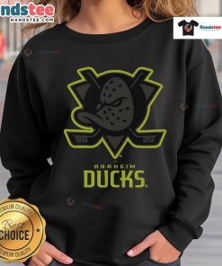 Official Anaheim Ducks highlight reel sweatshirt featuring team colors and logo, perfect for fans and cozy wear.