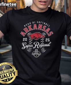 Official Arkansas Razorbacks NCAA DI Softball Super Regional Championship 2025 T-Shirt featuring team logo and vibrant colors.
