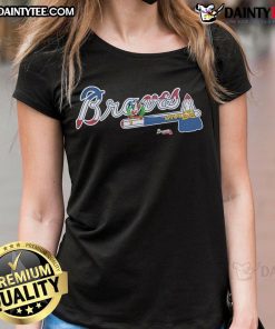 Alt Text: Official Atlanta Braves Dominican Republic Flag Logo Ladies Tee featuring vibrant colors and stylish design.