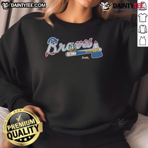 Alt Text: Official Atlanta Braves Dominican Republic Flag Logo Sweatshirt showcasing team spirit and vibrant design.