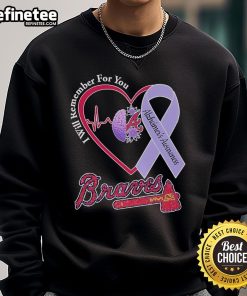 Official Atlanta Braves I Will Remember For You Alzheimer's Awareness Heartbeat Brain Sweatshirt for support and awareness.