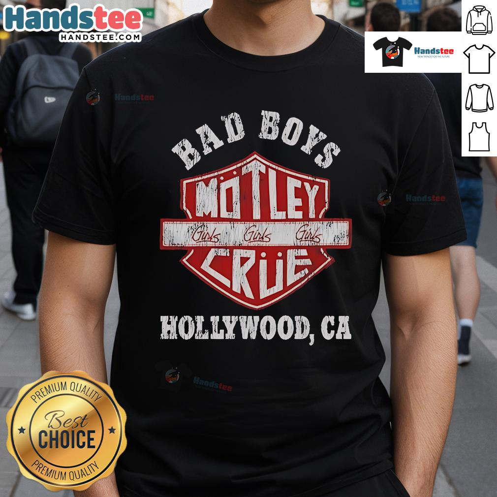 Official Bad Boys Motley Crue Hollywood Ca T Shirt Official Bad Boys Motley Crue Hollywood CA T-Shirt featuring bold graphic design and iconic band logo for fans.