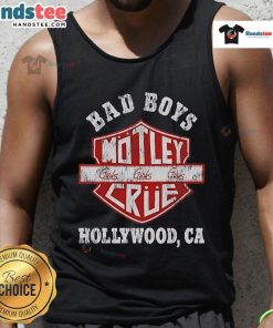 Official Bad Boys Motley Crue tank top featuring classic logo, perfect for fans in Hollywood, CA.