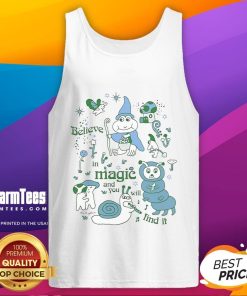Tom Bingham tank top with 'Believe in Magic and You Will Find It' print, perfect for casual wear and magical inspiration.