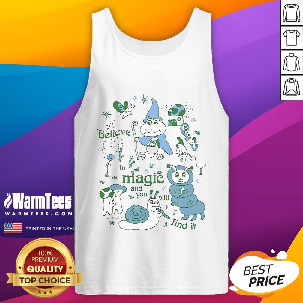 Official Believe In Magic And You Will Find It Tom Bingham Tank Top Tom Bingham tank top with 'Believe in Magic and You Will Find It' print, perfect for casual wear and magical inspiration.