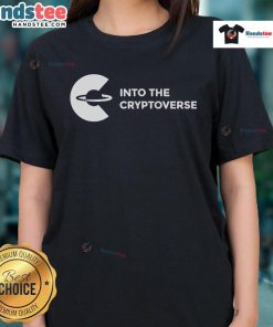 Official Benjamin Cowen Into The Cryptoverse Ladies Tee featuring a stylish design for crypto enthusiasts.