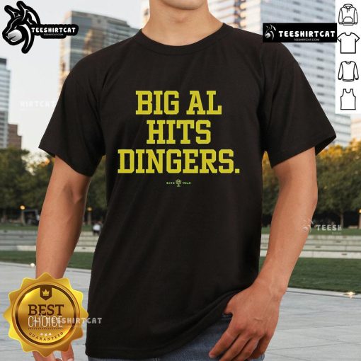 Official Big Al Hits Dingers T-Shirt featuring bold graphic design, perfect for baseball fans and casual wear.