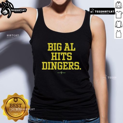 Official Big Al Hits Dingers Tank Top featuring vibrant graphics for baseball enthusiasts and fans of Big Al.