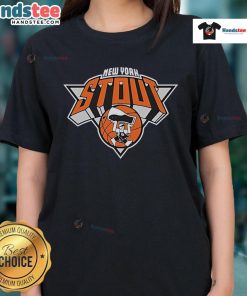 Alt Text: Official Blue Orange Basketball New York Stout Ladies Tee featuring vibrant colors and stylish design for fans.