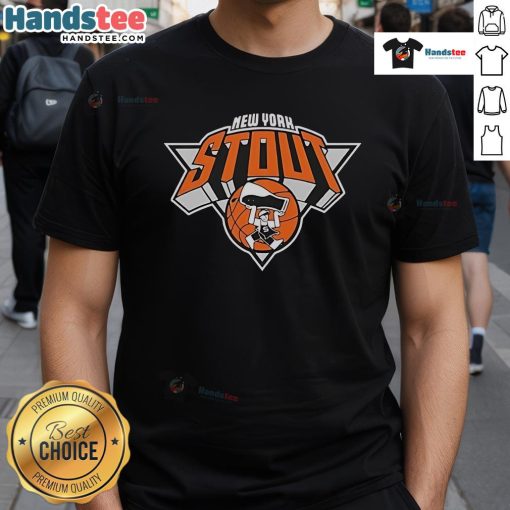 Official Blue & Orange Basketball New York Stout T-Shirt featuring bold team colors and a stylish design for fans.