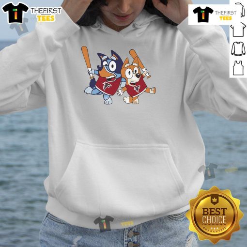 Alt Text: Official Bluey Atlanta Falcons Bluey Family Baseball Hoodie featuring vibrant team colors and playful design.