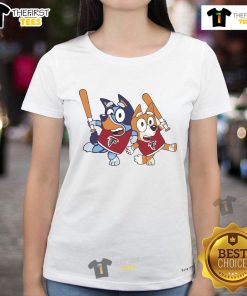 Alt Text: Official Bluey Atlanta Falcons Bluey Family baseball ladies tee featuring vibrant design and comfortable fit.
