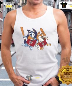 Official Bluey Atlanta Falcons Bluey Family Baseball Tank Top featuring vibrant colors and fun design for fans.