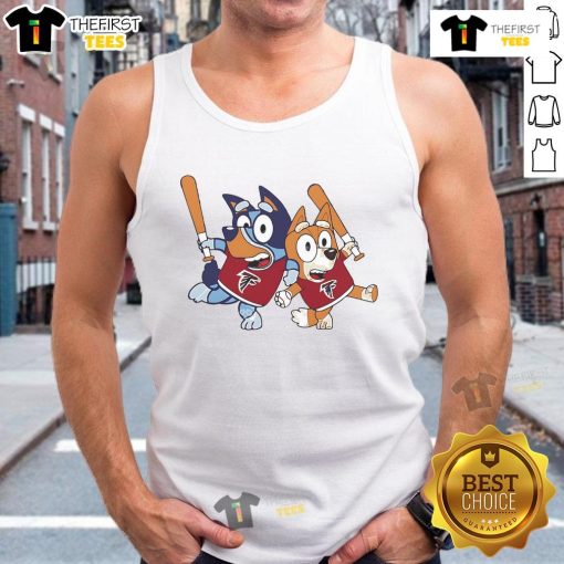 Official Bluey Atlanta Falcons Bluey Family Baseball Tank Top featuring vibrant colors and fun design for fans.