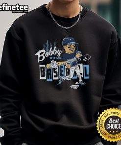 Official Bobby Baseball Caricature Sweatshirt featuring a fun, colorful design of Bobby in a baseball uniform.