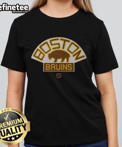 Alt Text: Official Boston Bruins 1924 retro logo ladies tee featuring vintage design and team colors for stylish fans.