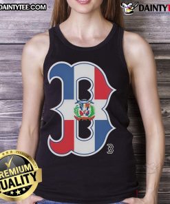 Official Boston Red Sox Dominican Republic flag logo tank top showcasing team pride and cultural heritage.