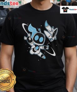 Official Bots In Space Astro Bot T-Shirt featuring a vibrant graphic of an astronaut robot in a cosmic background.