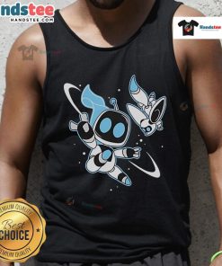 Official Bots In Space Astro Bot Tank Top featuring a vibrant space-themed design for fans of sci-fi apparel.
