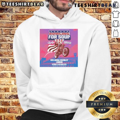 Official Bowling For Soup London Tour OVO Arena Motor Hoodie, 13 Dec 2025, featuring vibrant design and band logo.