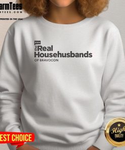 Alt Text: Official BravoCon Real Househusbands of BravoCon sweatshirt featuring bold logo and stylish design for fans.