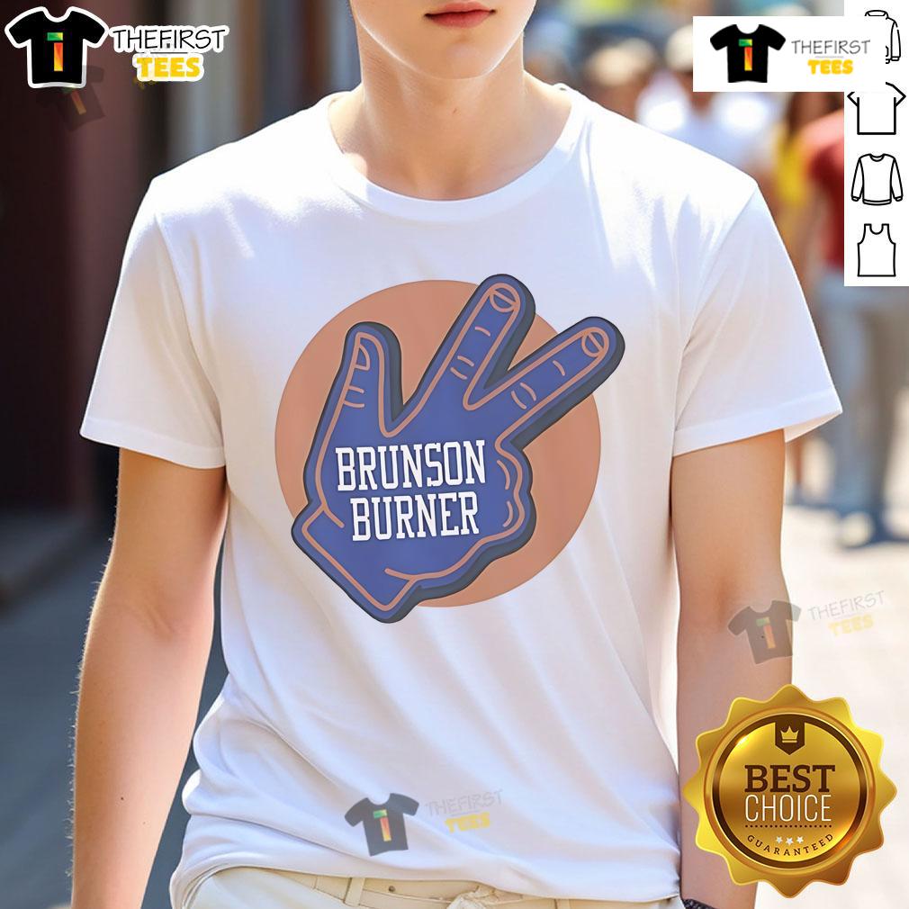 Official Brunson Burner New York Knicks T Shirt Alt Text: Official Brunson Burner New York Knicks T-Shirt featuring vibrant team colors and player graphics for fans.