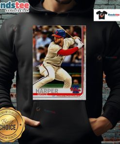 Alt Text: Official Bryce Harper Philadelphia Phillies 2019 Topps baseball card design featured on a stylish hoodie.