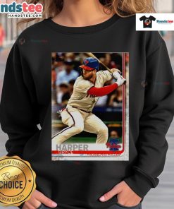 Official Bryce Harper Philadelphia Phillies 2019 Topps baseball card design featured on a cozy sweatshirt.
