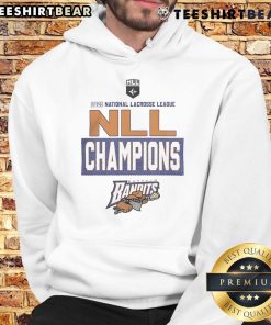 Alt Text: Official Buffalo Bandits 2025 NLL Cup Champions hoodie featuring a bold locker room logo design.