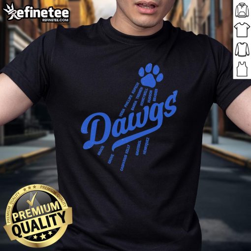 Official Bullpen Dawgs Los Angeles Dodgers T-Shirt featuring team logo and vibrant blue design for fans and collectors.