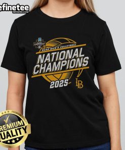 Cal State Long Beach Men's Volleyball 2025 NCAA Champions Ladies Tee featuring official logo and championship design.