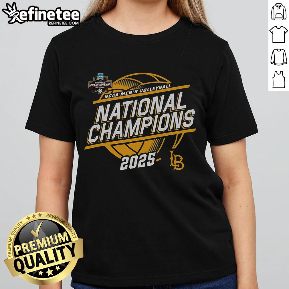 Official Cal State Long Beach The Beach Champion 2025 NCAA Men's Volleyball National Champions Ladies-Tee Cal State Long Beach Men's Volleyball 2025 NCAA Champions Ladies Tee featuring official logo and championship design.