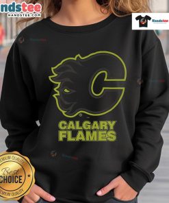 Official Calgary Flames highlight reel sweatshirt showcasing team logo and vibrant design for fans and players.