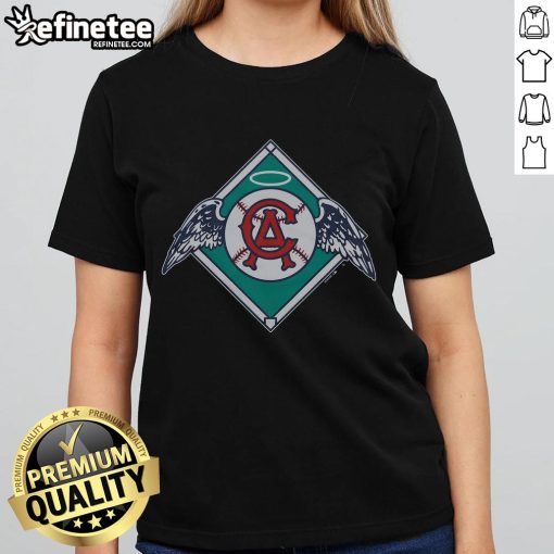 Official California Angels 65 Ladies Tee featuring vibrant team colors and stylish design for female fans.
