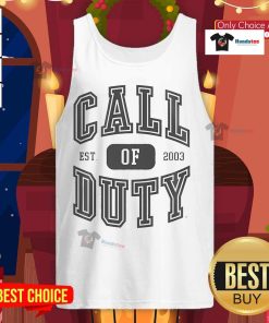 Official Call of Duty Alumnus Logo Est. 2003 tank top featuring a bold graphic design for gamers and fans.